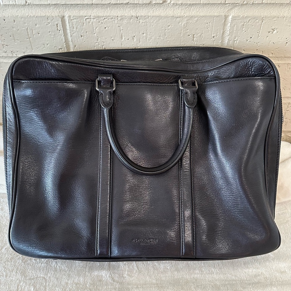 Coach Briefcase Black Leather with Strap